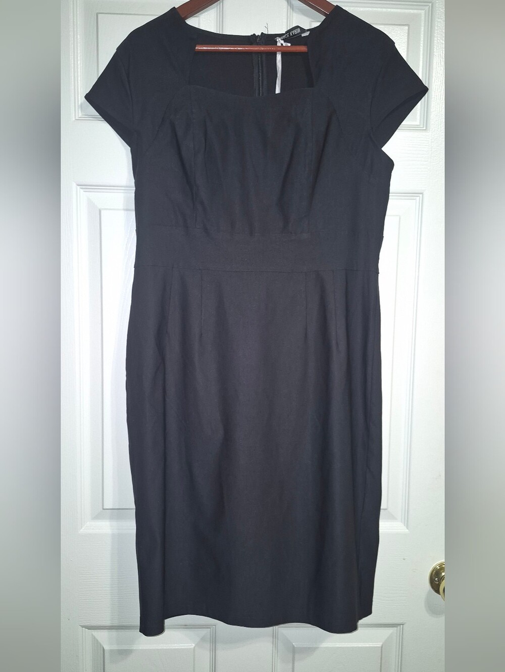 Grace Karin Black Midi Sheath Dress with Cap Sleeves XL